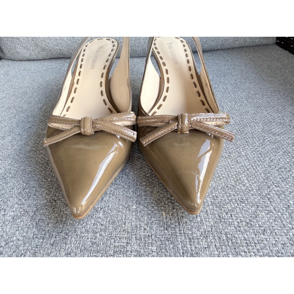 Enzo Angiolini Eakeller Slingback Pumps Womens 8.5M Tan Patent Leather Excellent - Picture 7 of 11